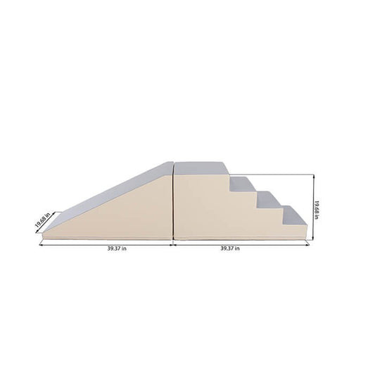 Soft Play Step and Slide Set - Beige and Grey
